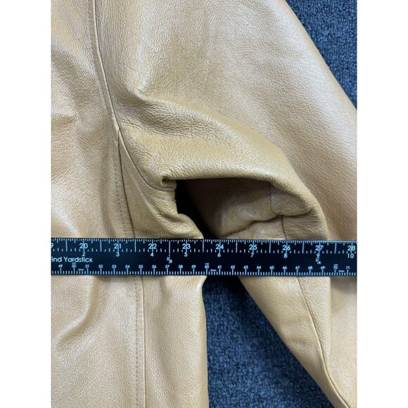 Leather Jacket Mens Large Tan Beige Zip Front Classic Casual Outerwear Coat - Picture 6 of 6